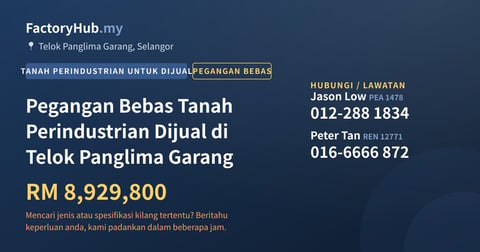 Tanah Untuk Dijual - Pegangan Bebas Tanah Perindustrian Dijual di Telok Panglima Garang - Telok Panglima Garang, Selangor