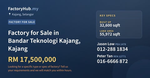 Factory For Sale - Factory for Sale in Bandar Teknologi Kajang, Kajang - Kajang, Selangor