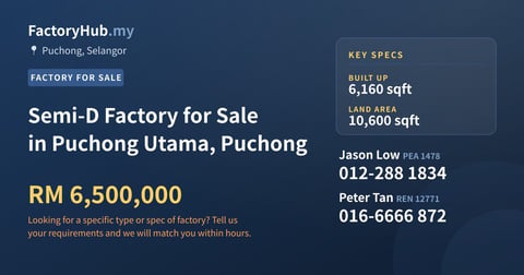 Factory For Sale - Semi-D Factory for Sale in Puchong Utama, Puchong - Puchong, Selangor