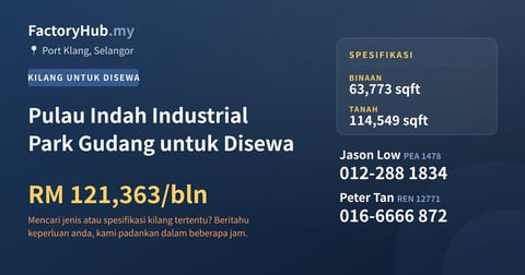 Kilang Untuk Disewa - Pulau Indah Industrial Park Gudang untuk Disewa - Port Klang, Selangor