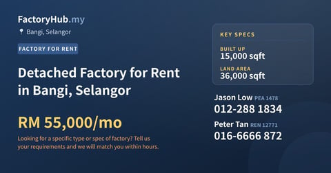 Factory For Rent - Detached Factory for Rent in Bangi, Selangor - Bangi, Selangor