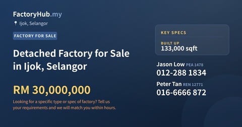 Factory For Sale - Detached Factory for Sale in Ijok, Selangor - Ijok, Selangor