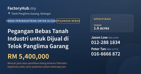 Tanah Untuk Dijual - Pegangan Bebas Tanah Industri untuk Dijual di Telok Panglima Garang - Telok Panglima Garang, Selangor