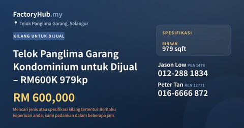 Kediaman Untuk Dijual - Telok Panglima Garang Kondominium untuk Dijual – RM600K 979kp - Telok Panglima Garang, Selangor