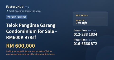 Residential For Sale - Telok Panglima Garang Condominium for Sale – RM600K 979sf - Telok Panglima Garang, Selangor