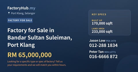Factory For Sale - Factory for Sale in Bandar Sultan Suleiman, Port Klang - Port Klang, Selangor