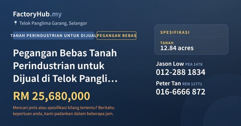 Tanah Untuk Dijual - Pegangan Bebas Tanah Perindustrian untuk Dijual di Telok Panglima Garang, Selangor - Telok Panglima Garang, Selangor
