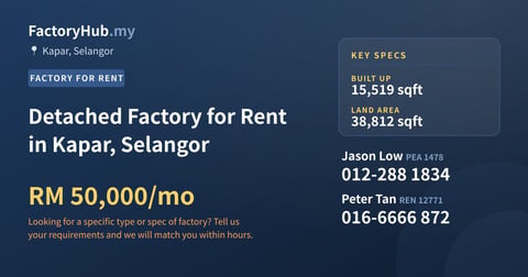 Factory For Rent - Detached Factory for Rent in Kapar, Selangor - Kapar, Selangor
