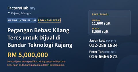 Kilang Untuk Dijual - Pegangan Bebas: Kilang Teres untuk Dijual di Bandar Teknologi Kajang - Kajang, Selangor