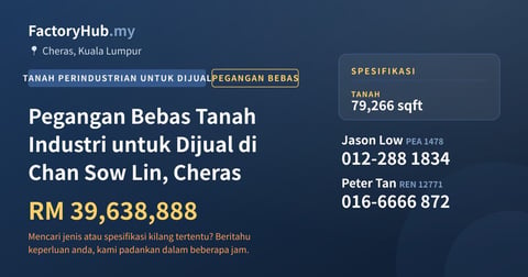 Tanah Untuk Dijual - Pegangan Bebas Tanah Industri untuk Dijual di Chan Sow Lin, Cheras - Cheras, Kuala Lumpur