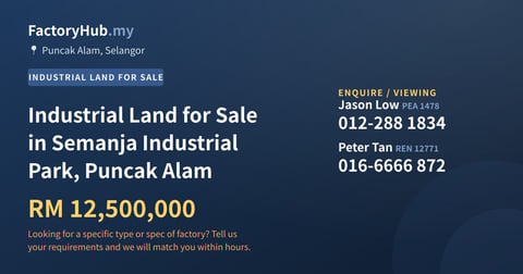 Land For Sale - Industrial Land for Sale in Semanja Industrial Park, Puncak Alam - Puncak Alam, Selangor