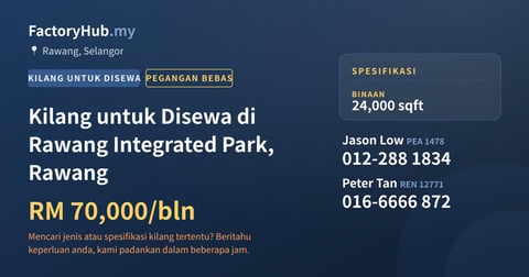 Kilang Untuk Disewa - Kilang untuk Disewa di Rawang Integrated Park, Rawang - Rawang, Selangor