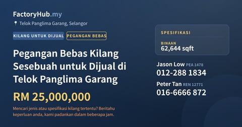 Kilang Untuk Dijual - Pegangan Bebas Kilang Sesebuah untuk Dijual di Telok Panglima Garang - Telok Panglima Garang, Selangor