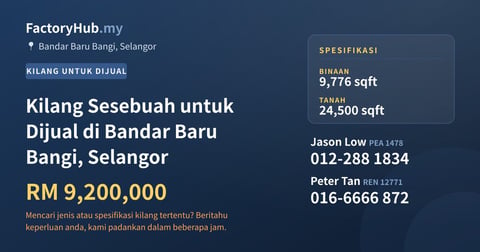 Kilang Untuk Dijual - Kilang Sesebuah untuk Dijual di Bandar Baru Bangi, Selangor - Bandar Baru Bangi, Selangor