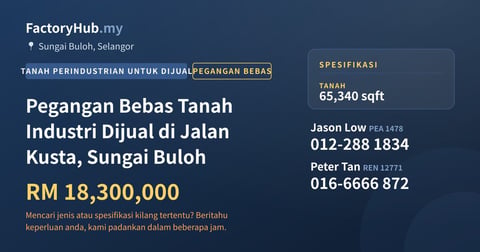Tanah Untuk Dijual - Pegangan Bebas Tanah Industri Dijual di Jalan Kusta, Sungai Buloh - Sungai Buloh, Selangor