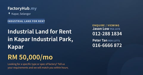 Land For Rent - Industrial Land for Rent in Kapar Industrial Park, Kapar - Kapar, Selangor