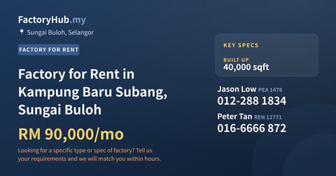 Factory For Rent - Factory for Rent in Kampung Baru Subang, Sungai Buloh - Sungai Buloh, Selangor