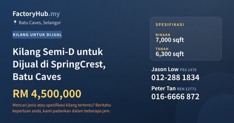 Kilang Untuk Dijual - Kilang Semi-D untuk Dijual di SpringCrest, Batu Caves - Batu Caves, Selangor