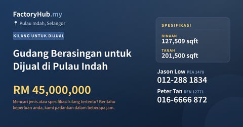 Kilang Untuk Dijual - Gudang Berasingan untuk Dijual di Pulau Indah - Pulau Indah, Selangor