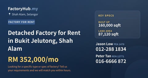 Factory For Rent - Detached Factory for Rent in Bukit Jelutong, Shah Alam - Shah Alam, Selangor
