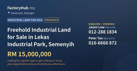 Land For Sale - Freehold Industrial Land for Sale in Lekas Industrial Park, Semenyih - Semenyih, Selangor