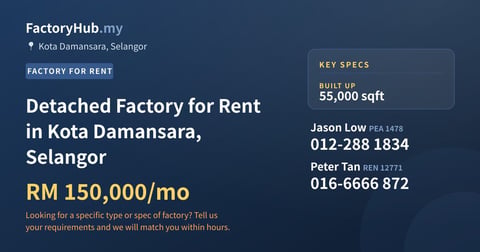 Factory For Rent - Detached Factory for Rent in Kota Damansara, Selangor - Kota Damansara, Selangor