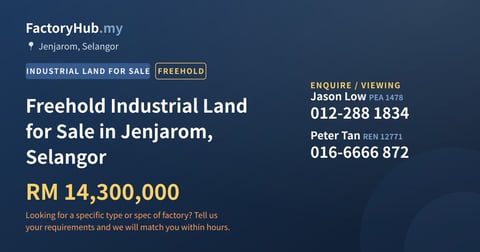 Land For Sale - Freehold Industrial Land for Sale in Jenjarom, Selangor - Jenjarom, Selangor
