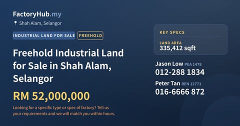 Land For Sale - Freehold Industrial Land for Sale in Shah Alam, Selangor - Shah Alam, Selangor