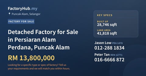 Factory For Sale - Detached Factory for Sale in Persiaran Alam Perdana, Puncak Alam - Puncak Alam, Selangor