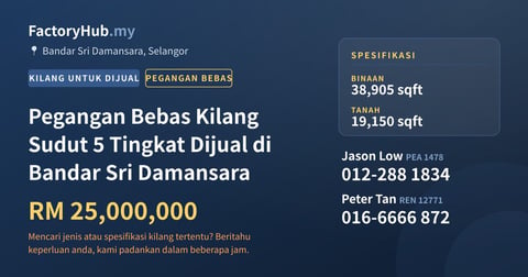 Kilang Untuk Dijual - Pegangan Bebas Kilang Sudut 5 Tingkat Dijual di Bandar Sri Damansara - Bandar Sri Damansara, Selangor