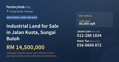 Land For Sale - Industrial Land for Sale in Jalan Kusta, Sungai Buloh - Sungai Buloh, Selangor