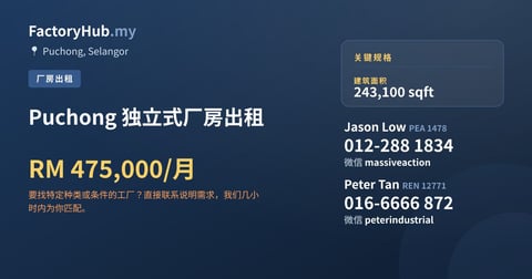工厂 出租 - Puchong 独立式厂房出租 - Puchong, Selangor