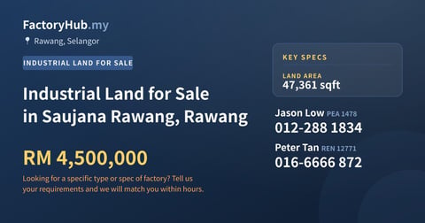 Land For Sale - Industrial Land for Sale in Saujana Rawang, Rawang - Rawang, Selangor