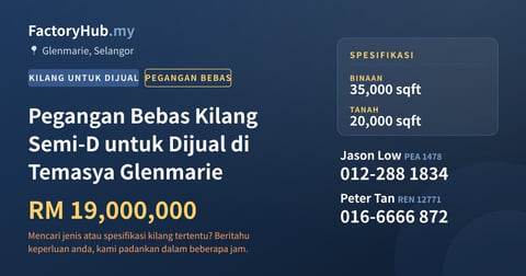 Kilang Untuk Dijual - Pegangan Bebas Kilang Semi-D untuk Dijual di Temasya Glenmarie - Glenmarie, Selangor
