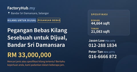 Kilang Untuk Dijual - Pegangan Bebas Kilang Sesebuah untuk Dijual, Bandar Sri Damansara - Bandar Sri Damansara, Selangor