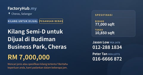 Kilang Untuk Dijual - Kilang Semi-D untuk Dijual di Budiman Business Park, Cheras - Cheras, Selangor