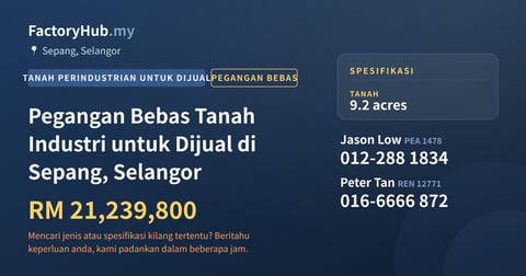 Tanah Untuk Dijual - Pegangan Bebas Tanah Industri untuk Dijual di Sepang, Selangor - Sepang, Selangor