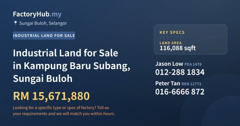 Land For Sale - Industrial Land for Sale in Kampung Baru Subang, Sungai Buloh - Sungai Buloh, Selangor