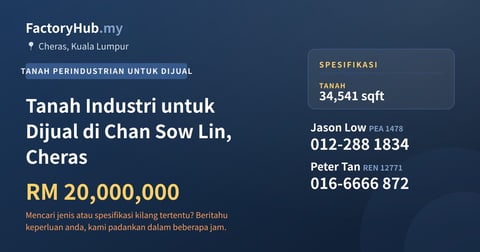 Tanah Untuk Dijual - Tanah Industri untuk Dijual di Chan Sow Lin, Cheras - Cheras, Kuala Lumpur