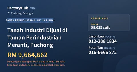 Tanah Untuk Dijual - Tanah Industri Dijual di Taman Perindustrian Meranti, Puchong - Puchong, Selangor