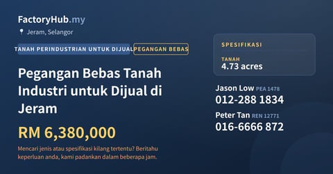 Tanah Untuk Dijual - Pegangan Bebas Tanah Industri untuk Dijual di Jeram - Jeram, Selangor