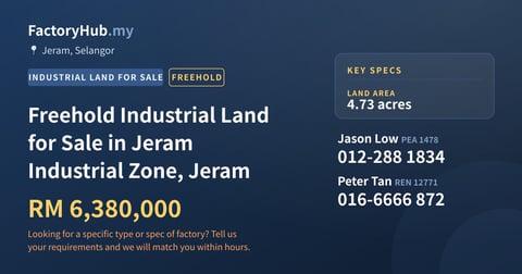 Land For Sale - Freehold Industrial Land for Sale in Jeram Industrial Zone, Jeram - Jeram, Selangor
