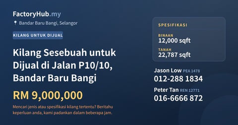 Kilang Untuk Dijual - Kilang Sesebuah untuk Dijual di Jalan P10/10, Bandar Baru Bangi - Bandar Baru Bangi, Selangor