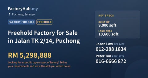 Factory For Sale - Freehold Factory for Sale in Jalan TK 2/14, Puchong - Puchong, Selangor