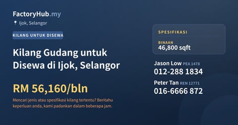 Kilang Untuk Disewa - Kilang Gudang untuk Disewa di Ijok, Selangor - Ijok, Selangor