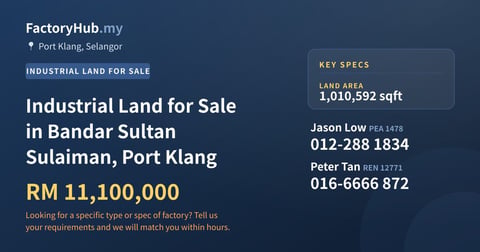 Land For Sale - Industrial Land for Sale in Bandar Sultan Sulaiman, Port Klang - Port Klang, Selangor