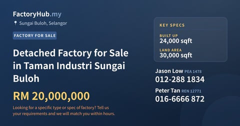 Factory For Sale - Detached Factory for Sale in Taman Industri Sungai Buloh - Sungai Buloh, Selangor