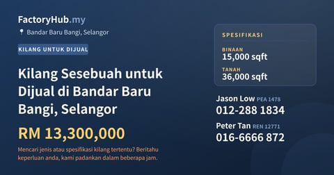Kilang Untuk Dijual - Kilang Sesebuah untuk Dijual di Bandar Baru Bangi, Selangor - Bandar Baru Bangi, Selangor