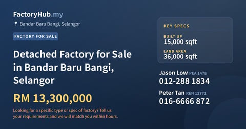 Factory For Sale - Detached Factory for Sale in Bandar Baru Bangi, Selangor - Bandar Baru Bangi, Selangor