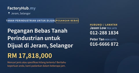 Tanah Untuk Dijual - Pegangan Bebas Tanah Perindustrian untuk Dijual di Jeram, Selangor - Jeram, Selangor